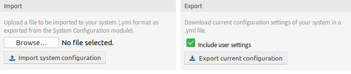 System Configuration - Import and Export