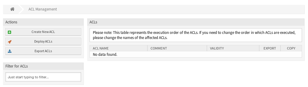 ACL Management Screen