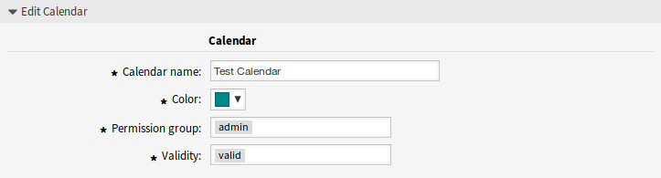 Edit Calendar Screen