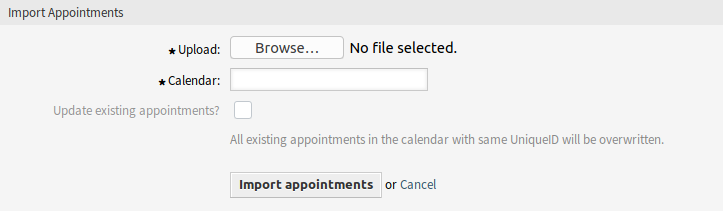 Import Appointments Screen