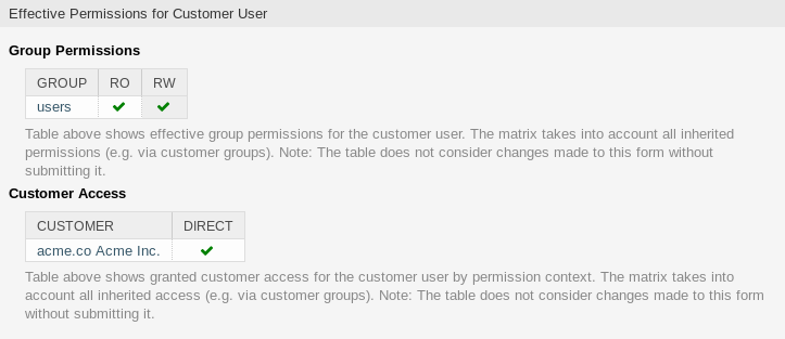 Effective Permissions for Customer User Widget