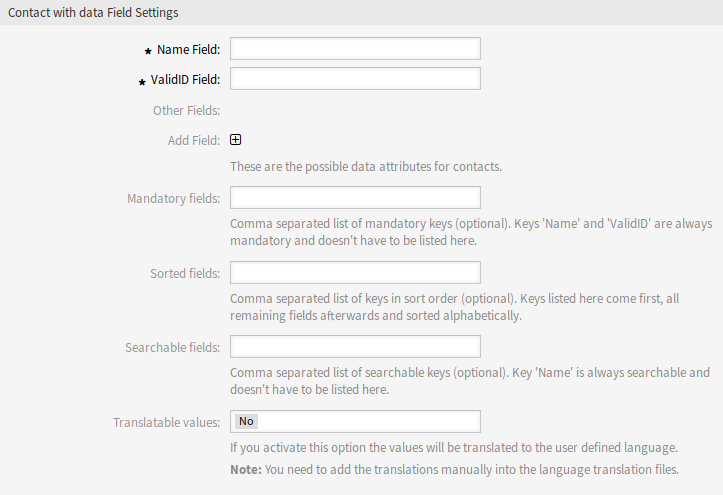 Contact With Data Dynamic Field Settings