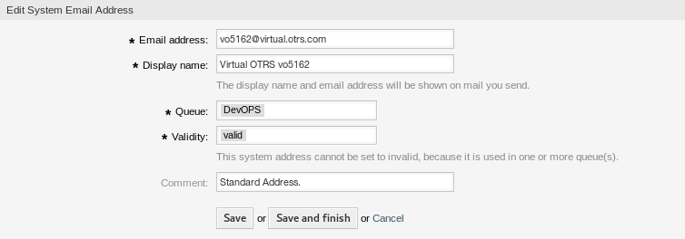 Email Address Edit Screen