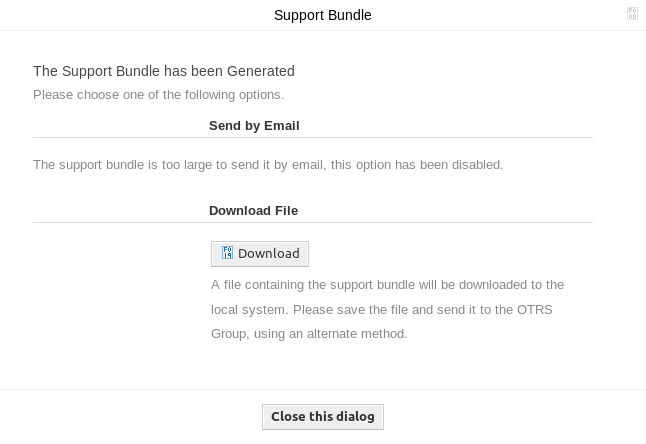 Download Support Bundle Dialog