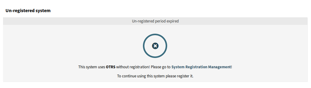 Un-Registred System Screen
