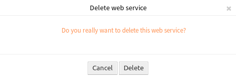 Delete Web Service Screen